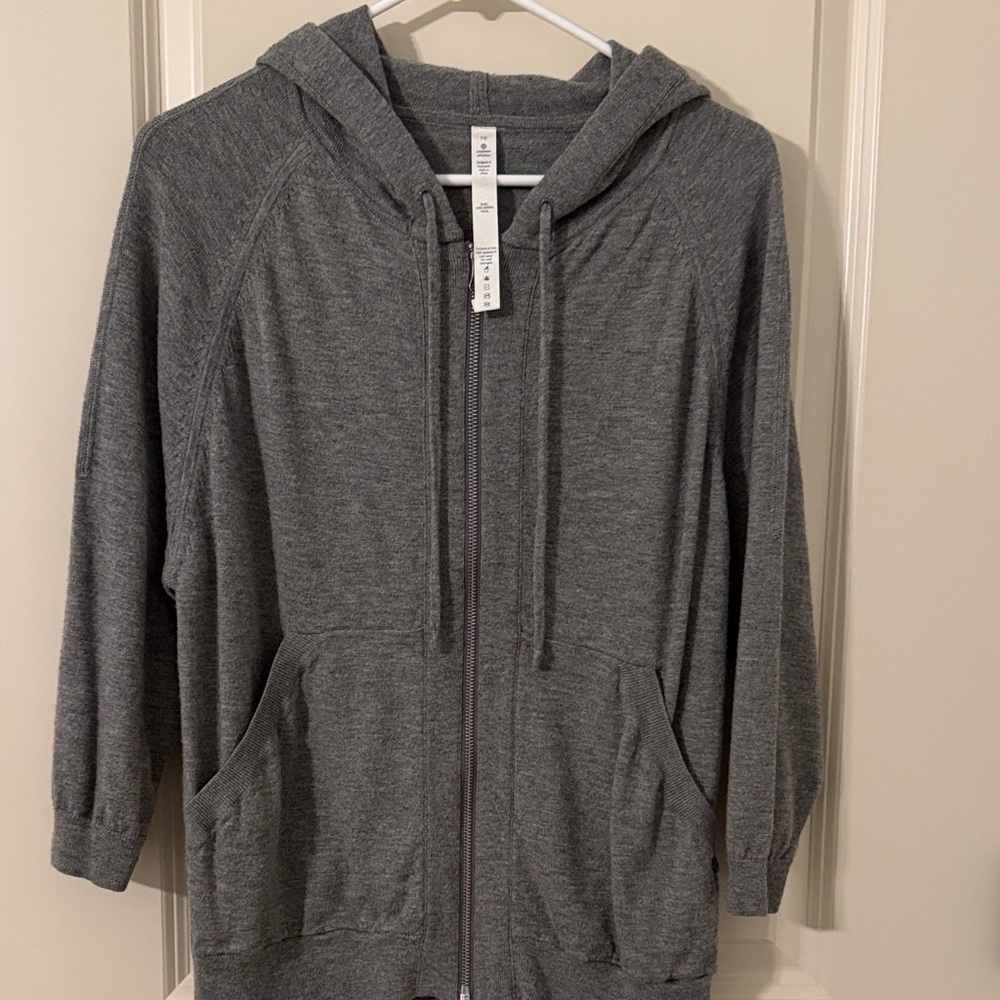 Lululemon Gray merino wool Zip-Up Hoodie